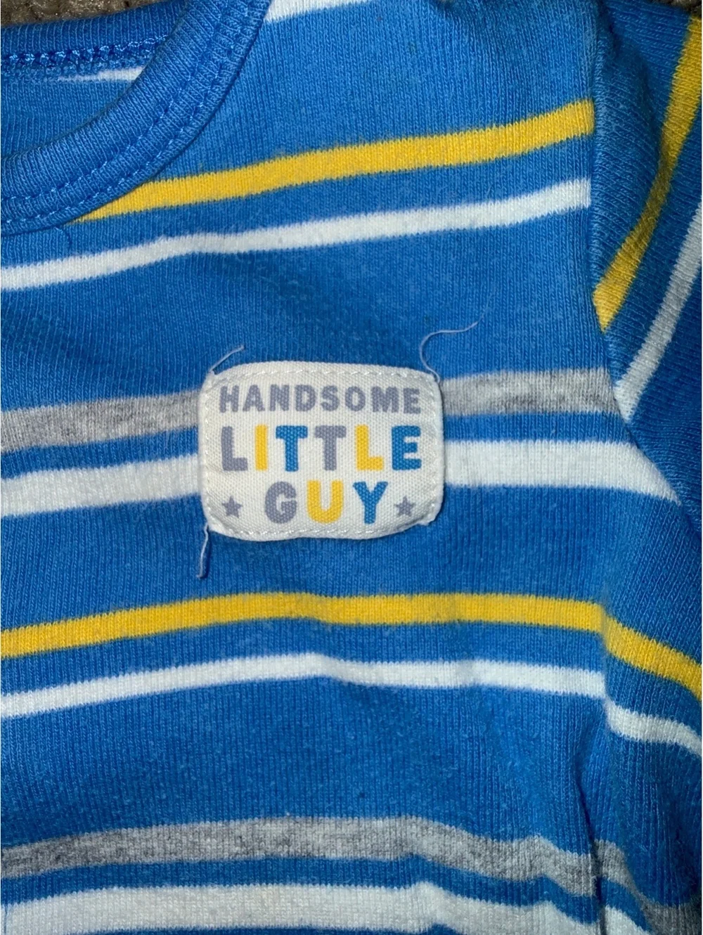 Carter's Handsome Little Guy Blue Striped Baby Romper 9 Months